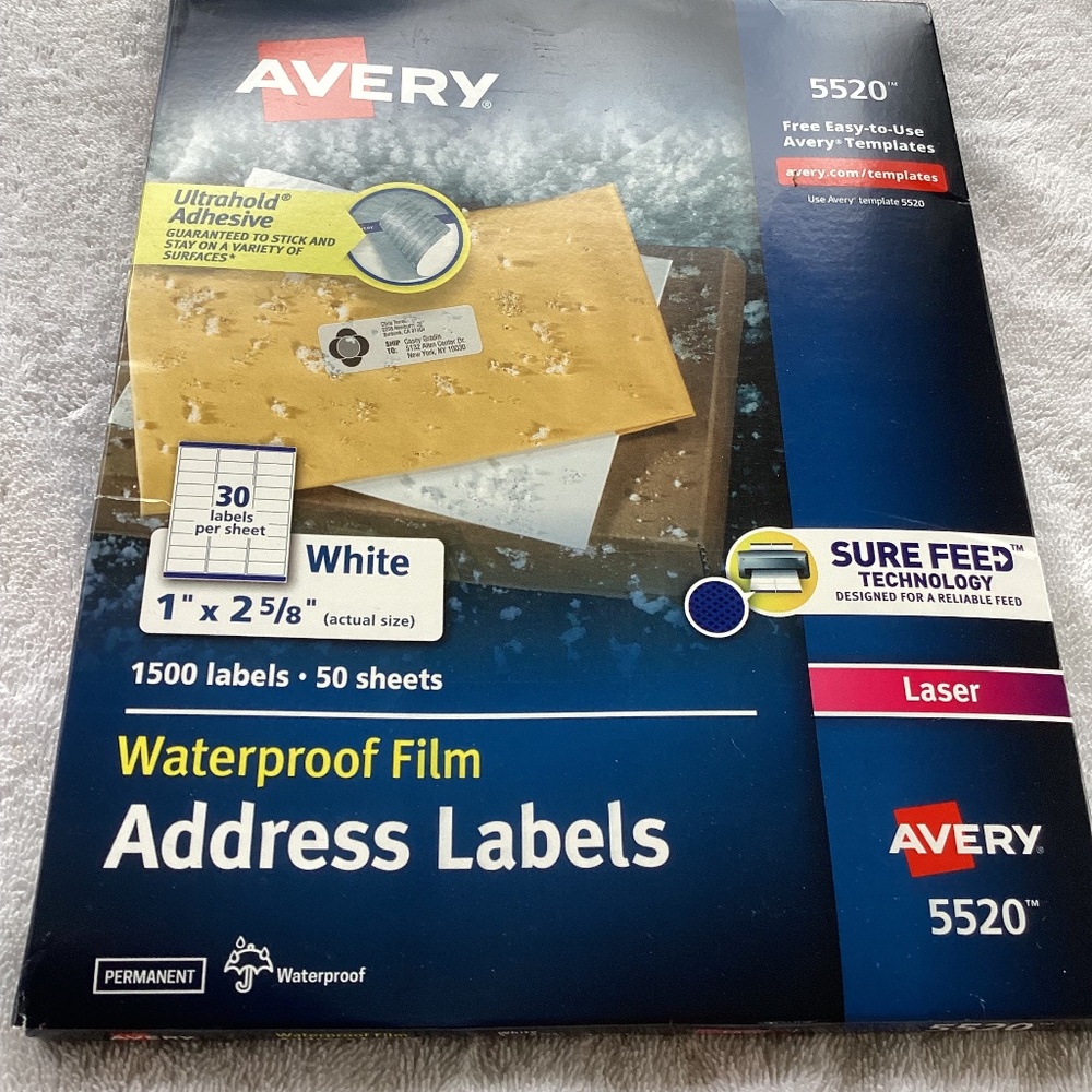 Avery 5520 Waterproof Film Address Labels
